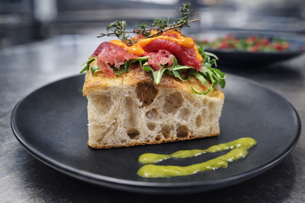Pizza in teglia artigianale ad alta idratazione con alveolatura evidente – Pizza Planet